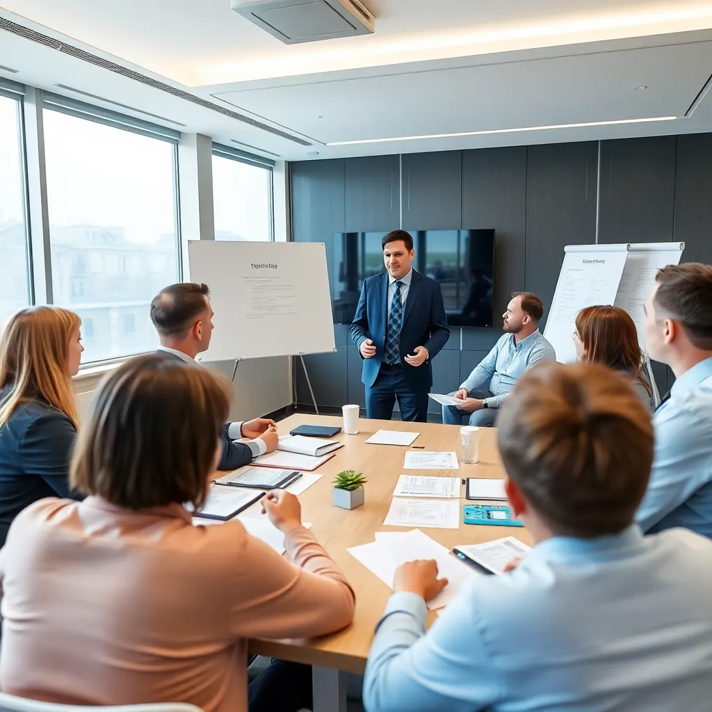 Nederlandse zakenvrouw presenteert uitgavenanalyse aan collega's tijdens een workshop